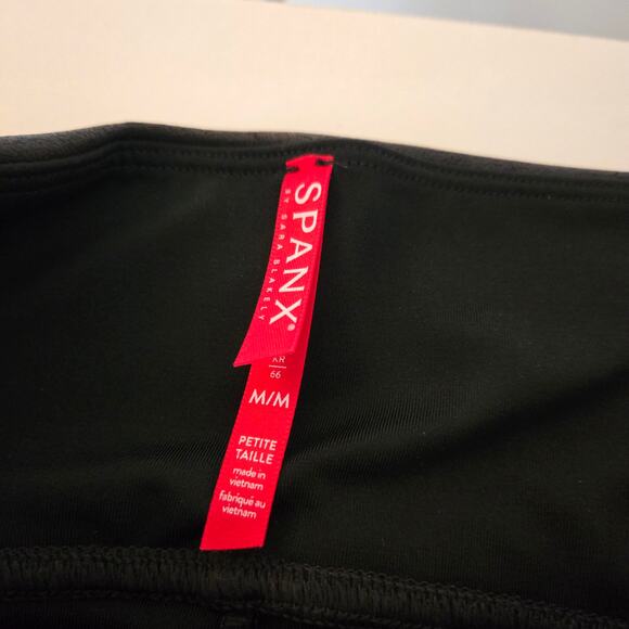 SPANX Faux Leather High-Waisted Leggings Black Medium Petite - Picture 6 of 8